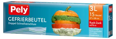 Zdjęcie produktu dla Woreczki do zamrażania Pely z podwójnym szybkozłączem 3 litry 15 sztuk