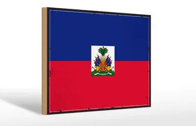 Produktbild von Holzschild Flagge Haitis 30x20cm Retro Flag of Haiti