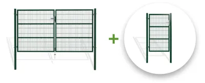 Produktbild von Zauntor 2 flügelig 3m RAZO H.160cm + Zauntür 1m RAZO H.160cm grün