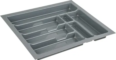 Universal Besteckeinsatz für Schubladen 50 cm - Zuschneidbar - Schubladeneinsatz Besteckkasten : Silber-Grau : 43 x 49 cm für 50 cm Schubladen