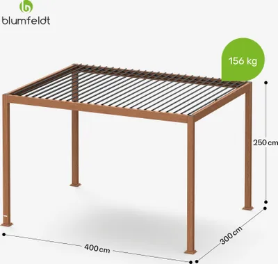 Produktbild von Blumfeldt Pergola 3x4 m - Verstellbares Lamellendach, UV-Schutz, Aluminium-Rahmen, Rostfrei, Wetterfest, Ideal Für Terrasse & Garten, Ganzjährig Nutzbar