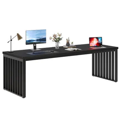 Produktbild von Tribesigns 180 cm Schreibtisch, großer Computertisch PC Tisch Bürotisch mit robustem Metallgestell, Arbeitsstation (ohne Stuhl) (Schwarz)
