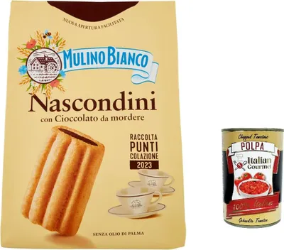 Produktbild von 3x Mulino Bianco Nascondini Shortbread Kekse mit Schokolade zum Anbeißen biscuits cookies, 600 g + Italian gourmet polpa 400g
