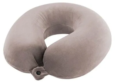 Produktbild von Reisekissen Nackenstütze 30x30 cm Samt Memory-Schaum Beige –