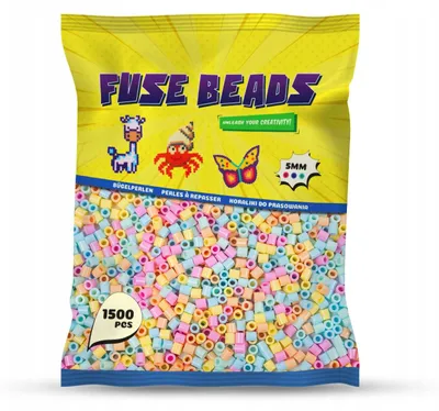 Produktbild von Bügelperlen Pastell 1500 Stück 5 mm – Steckperlen Midi, Bastelperlen zum Bügeln im Beutel, Benny Beads