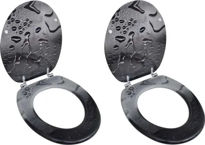 Image de Sièges de toilette avec couvercles 2 pcs MDF Goutte d'eau