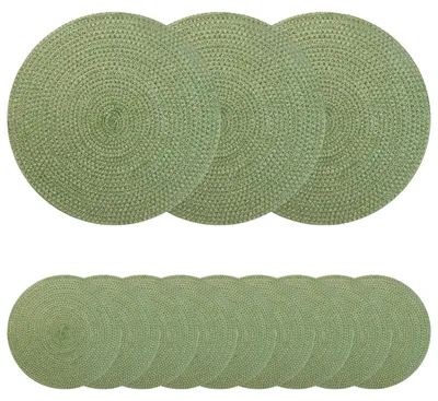 Image de vidaXL Dessous-verre en jute, lot de 12, vert olive, 100% jute Tossa