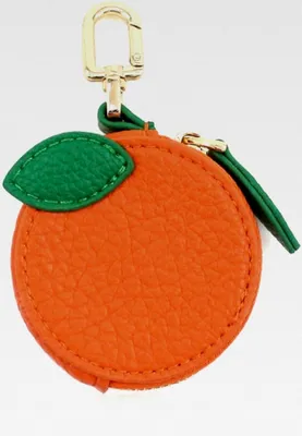 Produktbild von 1 Stück Orange Mini Geldbörse für Damen, Schlüsselanhänger aus Leder, Schlüssel- und Münzfach, Leder Taschenanhänger