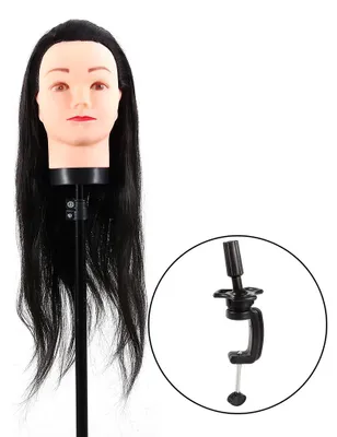 Produktbild von Neuer Friseur-Praxis-Trainings-Mannequin-Kopf mit Klemme, Schwarz