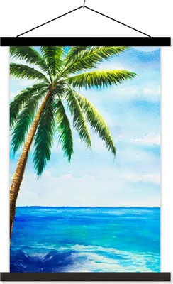 Produktbild von MuchoWow® Textilposter Meer - Palme - Himmel 40x60 cm mit schwarzem Rahmen - Wanddekorationen