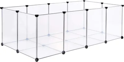 Immagine prodotto di recinto a innesto lionto per roditori, recinto flessibile in plastica con piastre di base, facile da pulire, espandibile e sicuro, 145x74x47 cm