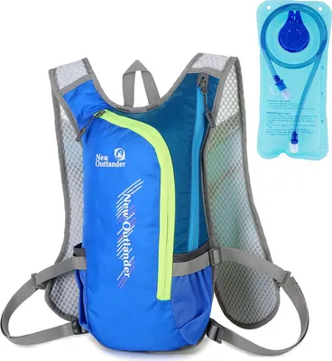 Produktbild von Trinkrucksack, Wasserrucksack mit 2L Wasserblase, Outdoor-Rucksack mit Trinksystem, Blau