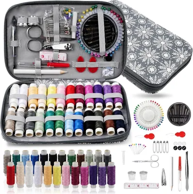 Produktbild von Nähset Blumenmuster, tragbar, Kunstleder, für Zuhause und Reisen