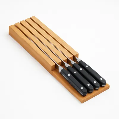 Messerblock aus Bambus FSC 43x9,5x4 cm für 4 Messer