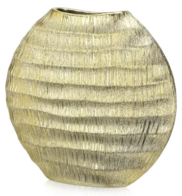 Produktbild von Goldene Keramikvase, ovale Tischvase
