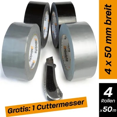 Image de Hinrichs 4 rouleaux de bande blindée noire et argentée 50m