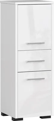 Image de Akord Colonne Salle De Bain 2 Portes 1 Tiroir Blanc Brillant 30X30X85