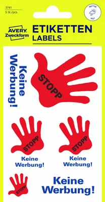 Produktbild von Avery Zweckform 3741, Briefkasten Aufkleber, 85 x 160 mm, 5 Sticker / 1 Bogen, rot, blau