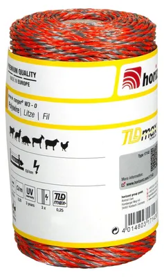 Produktbild von horizont RANGER Litze, in 2 versch. Farben | Weidezaunlitze | Farbe: orange/grau/orange, Spulenlänge: 200 m