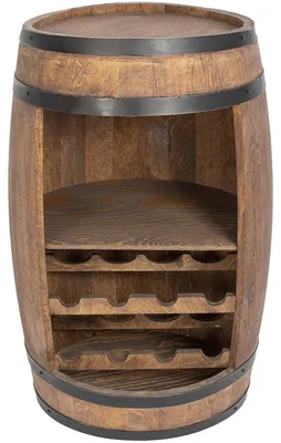 Immagine prodotto di Botte in legno - Con ripiani e scaffale per vino - Armadio per bevande Wine Rack Scaffale in legno 82 cm. Armadio decorativo moderno per conservare vino, whisky e birra