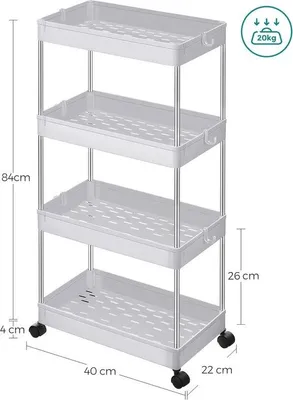 Produktbild von Famanu Multifunktionale Trolley mit Rollen für Küche, Büro, Badezimmer - Aufbewahrungstrolley