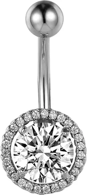 Immagine prodotto di Piercing per ombelico Karisma in acciaio inossidabile con fiore di banana zirconia - HB135 - Argento