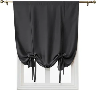 Produktbild von Einfacher Verdunkelungsvorhang, Stabtasche Wärmeisolierter Raum Verdunkelung Römischer Schatten für Schlafzimmer Wohnzimmer Küche Kleines Fenster (Schwarz, 80x120cm)