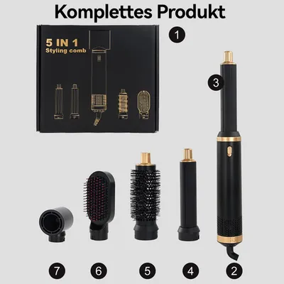Produktbild von 5-in-1 Airstyler Rundbürstenföhn für Volumen, Glätten, Locken und Föhnen mit drei Temperaturstufen