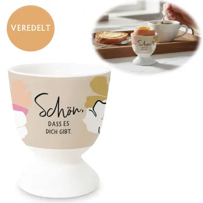 Produktbild von LS-LebenStil Echt-Gold Eierbecher Spruch "es dich gibt" edle Gute Laune Eibecher Eierhalter Eihalter Deko Frühstückstisch Geschenk Hochzeit Verlobung
