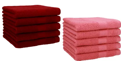 Produktbild von Betz 10 Stück Gästetücher 30x50 cm PREMIUM 100% Baumwolle Set  Farbe: rubinrot und himbeere
