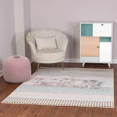 Produktbild von Surya LBU2312-5373, Drinnen, Teppich, Polypropylen (PP), Hellbeige, Beige, Braun, Pink, Hellrosa, Türkis, Grün, Blau, Grau, Rechteck, 100% Polypropylene