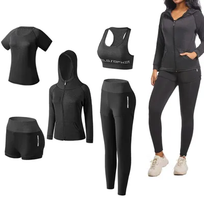 Immagine prodotto di Completo da jogging da donna, set di abbigliamento sportivo, tuta per yoga, set da 5 pezzi