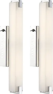 Produktbild von 2er Set LED Wandleuchte, Chrom, Glas satiniert, L 38 cm