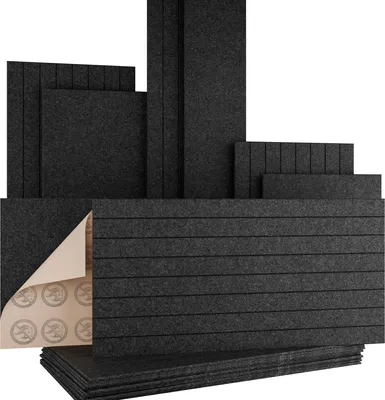 Produktbild von AKUSTIKO Akustikpaneele Selbstklebend 120x60cm - 4 Stück Anthrazit Akustik Wandpaneele Brandschutzklasse B-s1-d0 Panels Filz 9mm Hexim Decken- & Wandverkleidung Klangschutz Fläche (2.88m²)