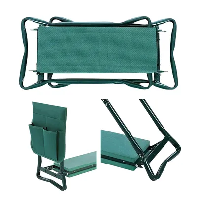 Immagine prodotto di Jopassy Panca per ginocchia pieghevole 2 in 1 con tasche come sgabello o cuscino per ginocchia per il giardinaggio fino a 150 kg Verde