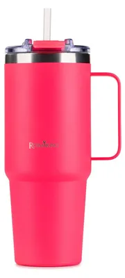 Thermosbecher 870 ml Edelstahl Isolierbecher mit Strohhalm