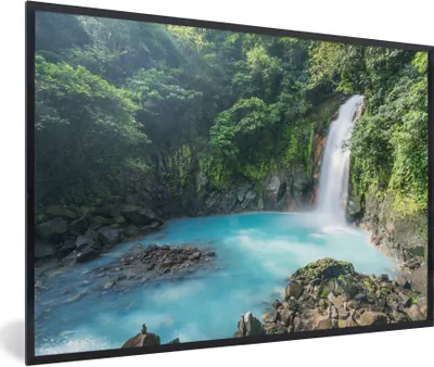 Produktbild von MuchoWow® Gerahmtes Poster Wasserfall in Costa Rica 90x60 cm - Poster mit Schwarzem Bilderrahmen Wandposter Rahmen Foto Bilder - Fotorahmen - Foto-Plakat