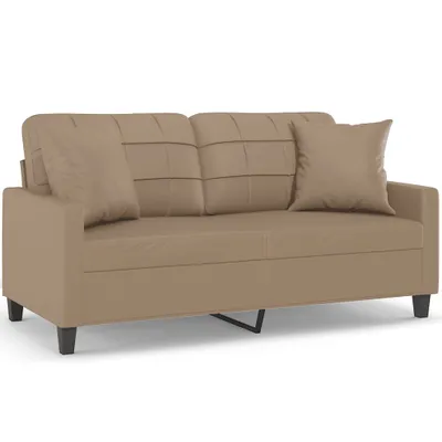 Immagine prodotto di divano a 2 posti con cuscini decorativi cappuccino-marrone 140 cm in ecopelle