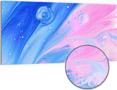 Produktbild von DEQORI Hybrid Leinwand Bild 100x50 cm 'Kosmische Harmonie' Wandbild Glas flach modern