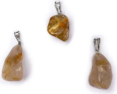 Obrázok produktu pre Rutilated Quartz drahokamový prívesok vŕtaný -- balenie 5 ks - ± 2-3 cm