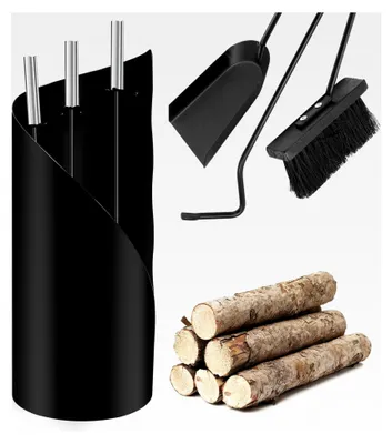 Produktbild von Kaminbesteck Set 4-teilig mit praktischer Aufbewahrung für Kaminzubehör