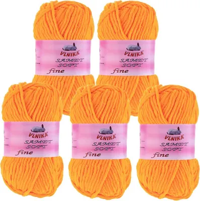 5 x 100g Strickgarn Samet Soft Fine neonorange