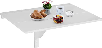 Produktbild von Wandklapptisch 80x60 cm, Wandklapptisch Holz Wandtisch klappbar, Küchetisch Beistelltisch Laptoptisch, Esstisch Ecktisch Schreibtisch Mehrzwecktisch (Weiß)