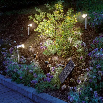 Image de Projecteur solaire à LED esotec PowerTrio avec 3 spots en acier inoxydable MÉTAL IP44 102705