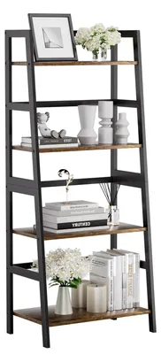 Immagine prodotto di Mensola a scala - Stile rustico, marrone e nero - 4 ripiani - 53x35x125 cm