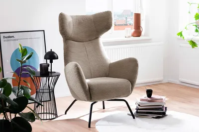 Produktbild von KAWOLA Sessel LOTTE Ohrensessel Cord taupe