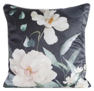 Zdjęcie produktu dla Poszewka na poduszkę ROSSA 45x45 cm czarna w kwiaty