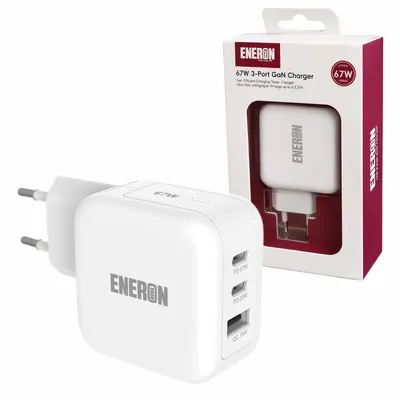 Zdjęcie produktu dla ENERON GaN 67W SuperSzybka ładowarka 2xUSB-C 1xUSB-A