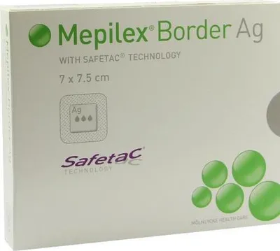 Obrázek produktu pro Mepilex Border Ag pěnový obvaz 7x7,5 cm 5 ks
