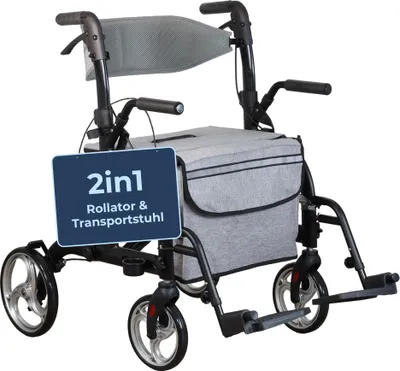 Produktbild von ForeverSenior 2 in 1 Rollator & Rollstuhl - mit Federung - 11,2kg